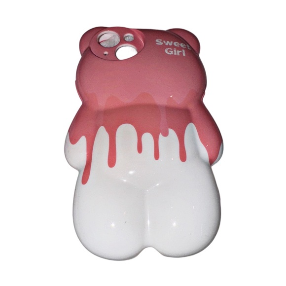 iPhone 15 Silicone Mauve & White Bear Case - Picture 5 of 5